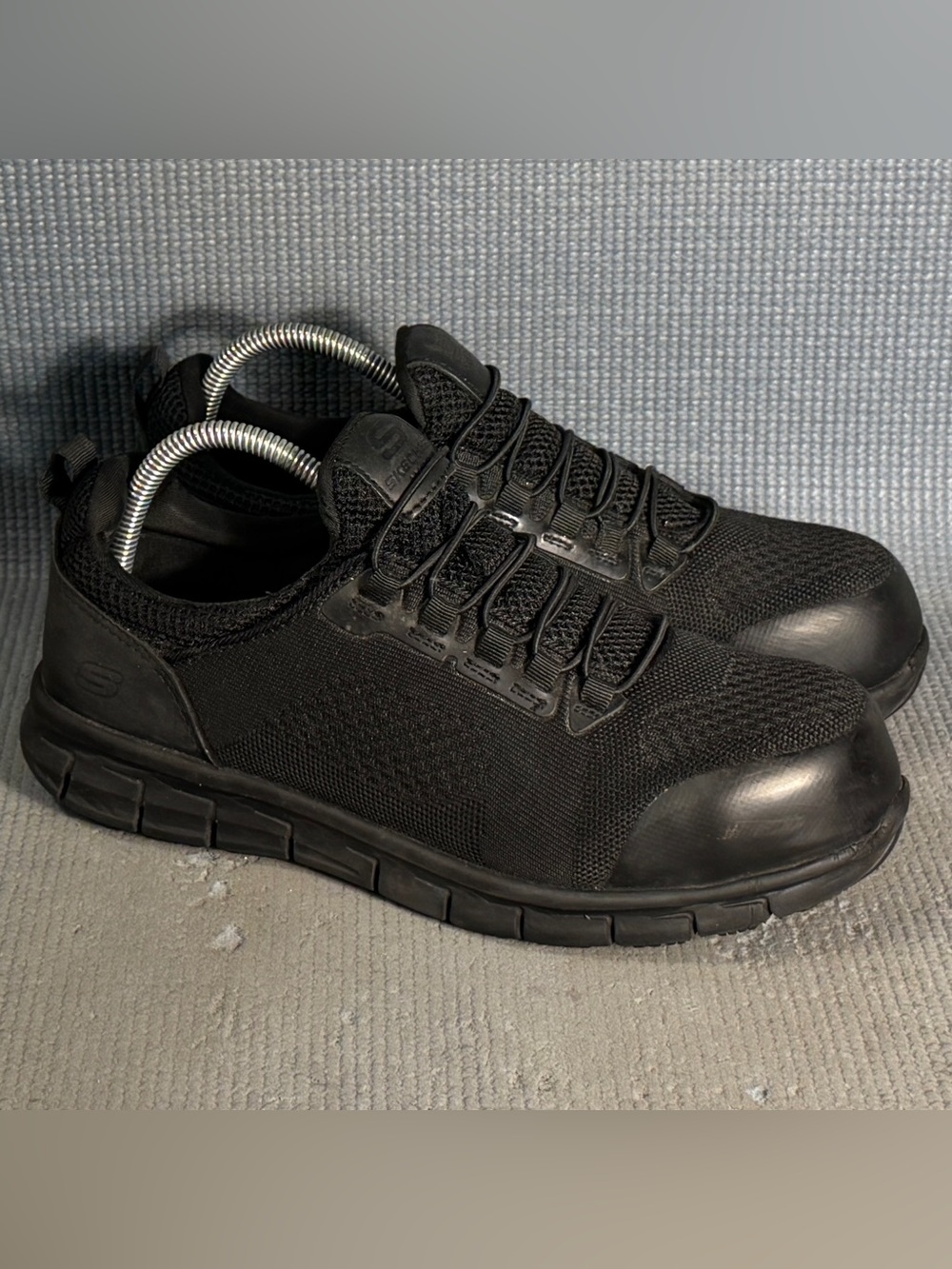 Skechers Synergy Omat Men's Slip On Safety Toe Shoes Black Size 8.5